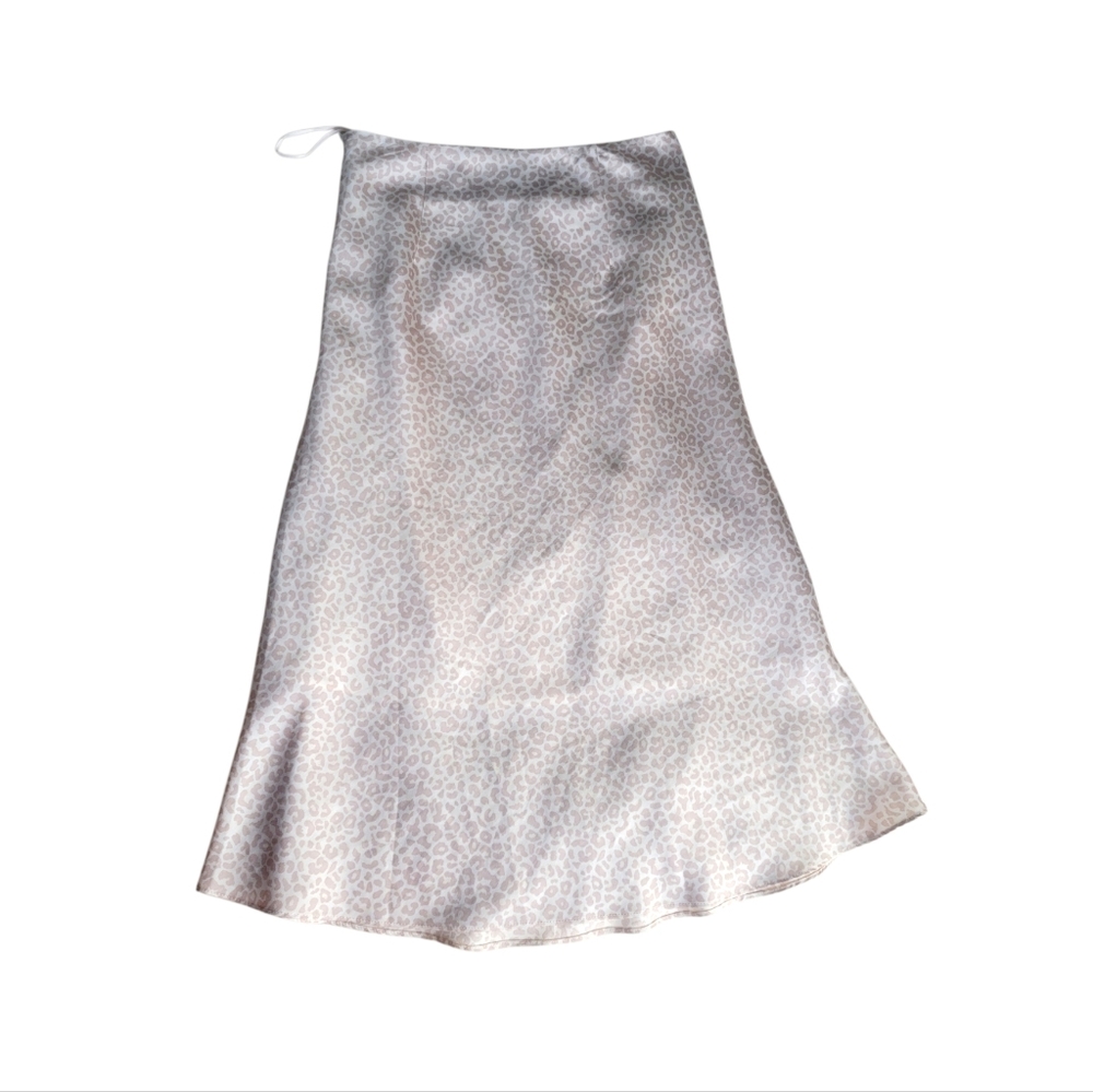 Lucy Paris | Pink Satin Slip Skirt With Cheetah Print | Size S